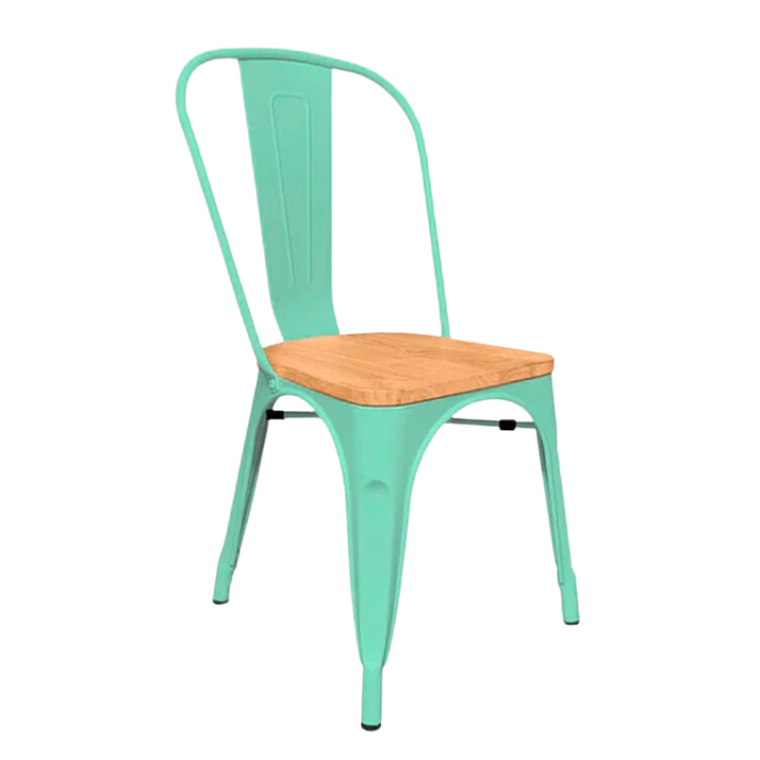 Silla Tolix con asiento madera clara 4