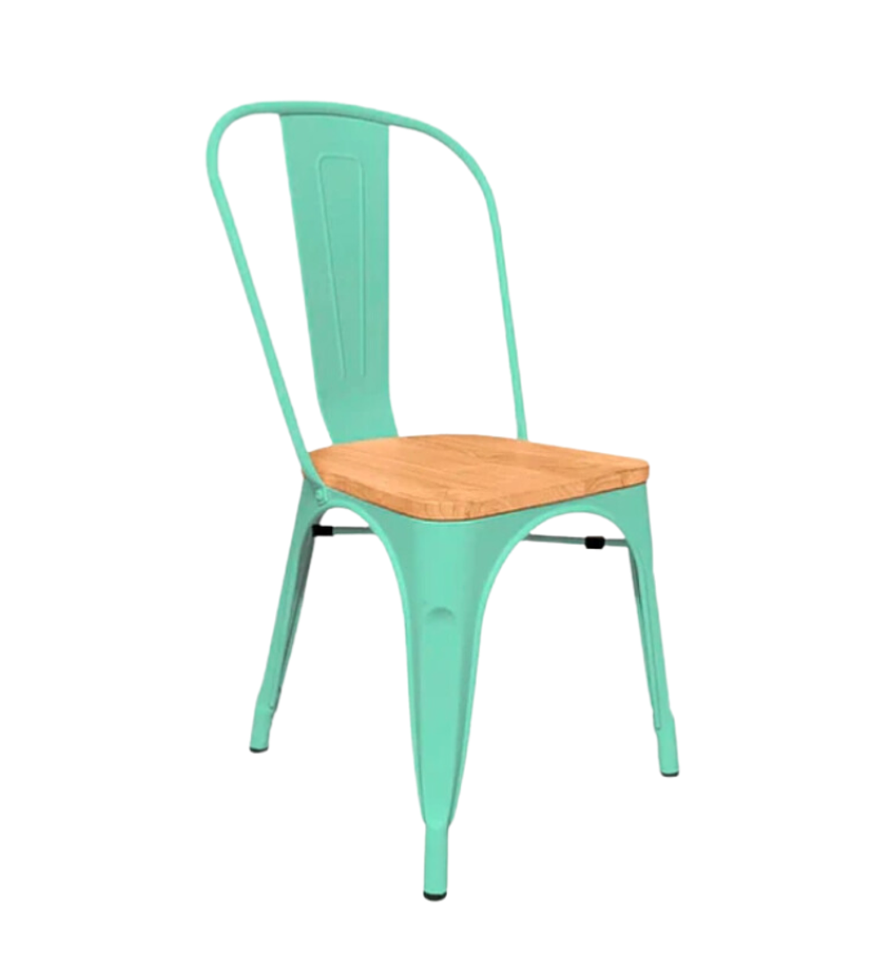 Pack 4 Sillas Tolix con asiento madera clara