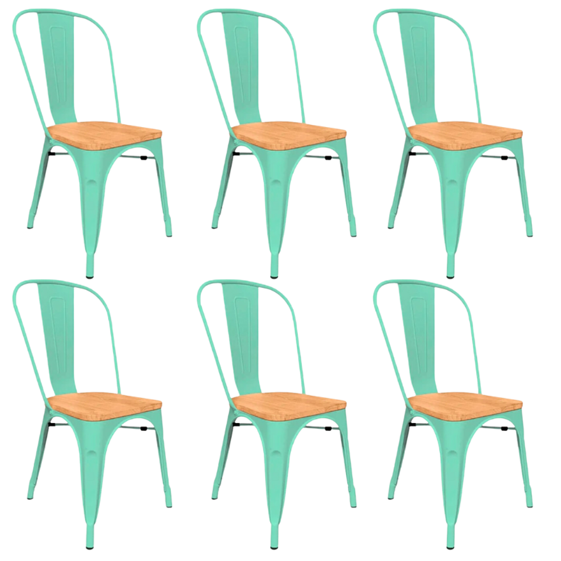 Pack 6 Sillas Tolix con asiento madera clara 8