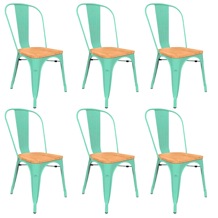 Pack 6 Sillas Tolix con asiento madera clara 8