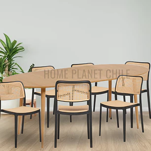 Comedor Expandible de 100 cm a 180 cm con 6 Sillas Delta Brown 