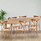 Comedor Expandible de 100 cm a 180 cm con 6 Sillas Crossback Danubio madera rattan natural - Miniatura 1