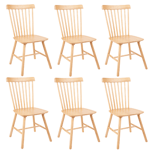Pack 6 Sillas Windsor Madera - Natural