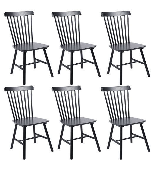 Pack 6 Sillas Windsor Madera - Negra