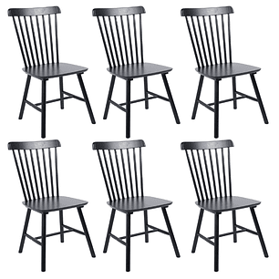 Pack 6 Sillas Windsor Madera - Negra