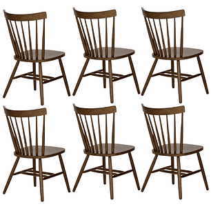 Pack 6 Sillas Windsor Madera Walnut
