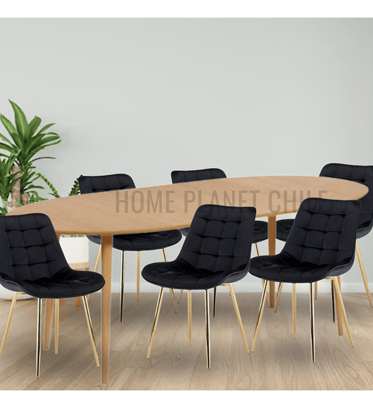 Comedor Expandible de 100 cm a 180 cm con 6 Sillas Capitone Gold