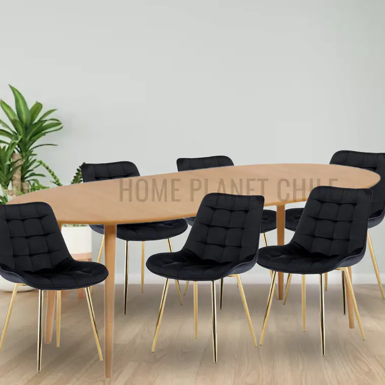 Comedor Expandible de 100 cm a 180 cm con 6 Sillas Capitone Gold 1