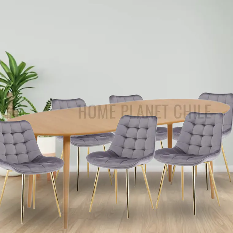 Comedor Expandible de 100 cm a 180 cm con 6 Sillas Capitone Gold 3