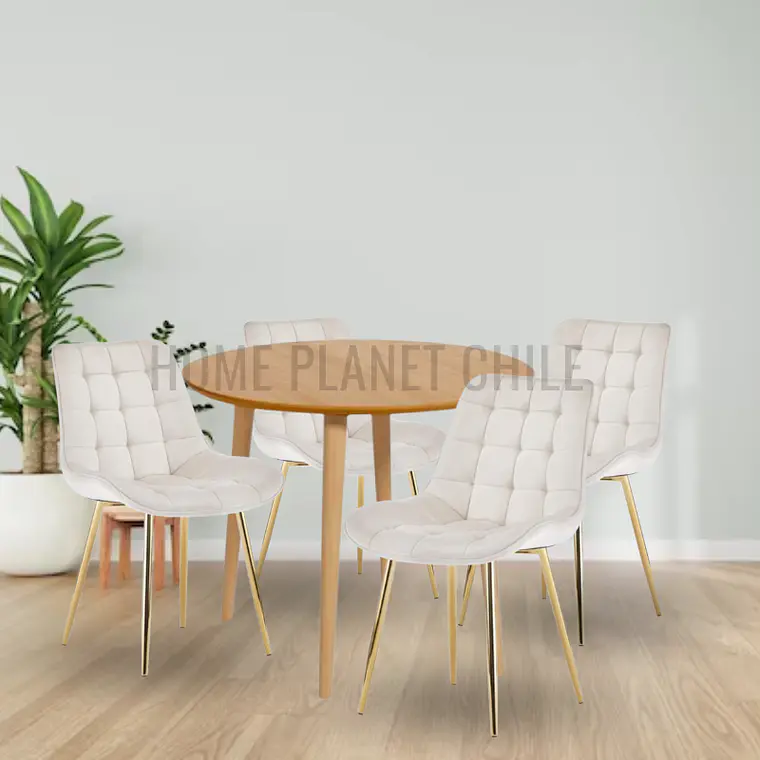 Comedor Expandible de 100 cm a 180 cm con 4 Sillas Capitone Gold 1