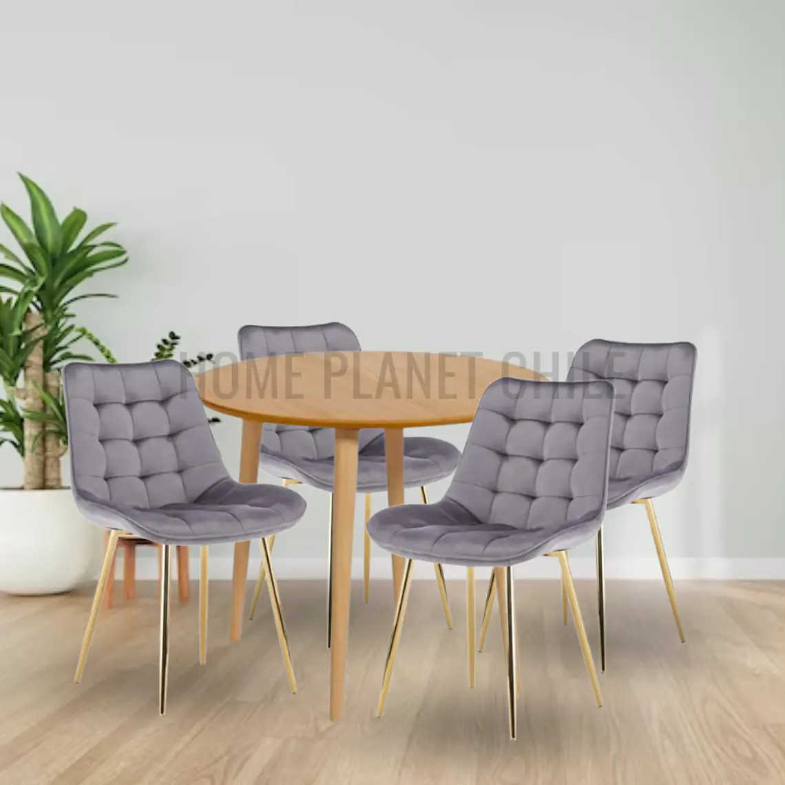 Comedor Expandible de 100 cm a 180 cm con 4 Sillas Capitone Gold 3