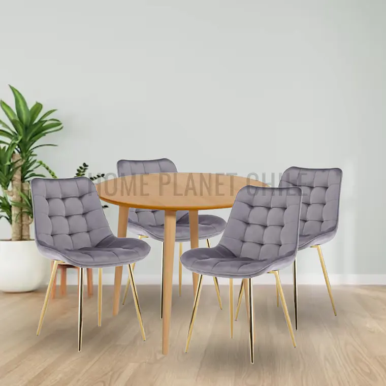 Comedor Expandible de 100 cm a 180 cm con 4 Sillas Capitone Gold 3