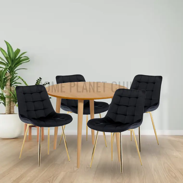 Comedor Expandible de 100 cm a 180 cm con 4 Sillas Capitone Gold 2