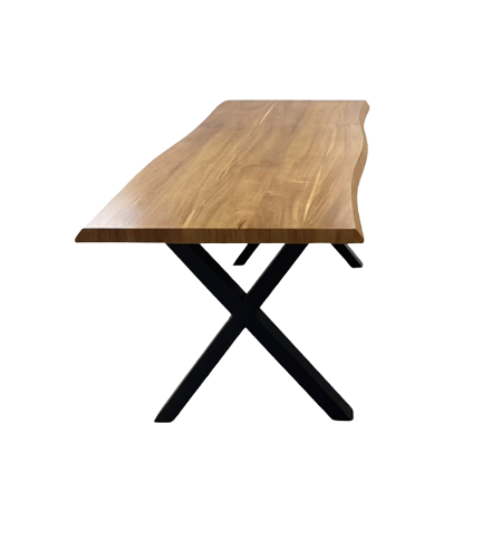 Mesa Rustik Rectangular 220x110 cm Madera Base Negra - Para 8 personas