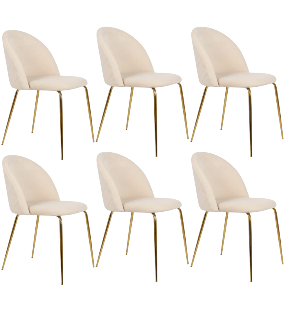 Pack 6 Sillas breda gold velvet