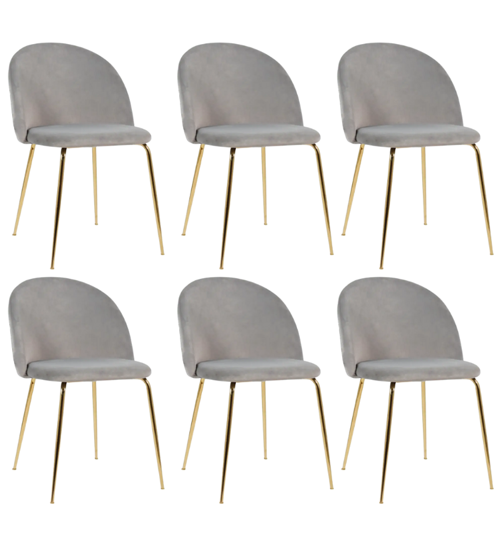 Pack 6 Sillas breda gold velvet