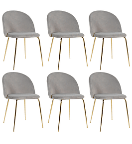 Pack 6 Sillas breda gold velvet
