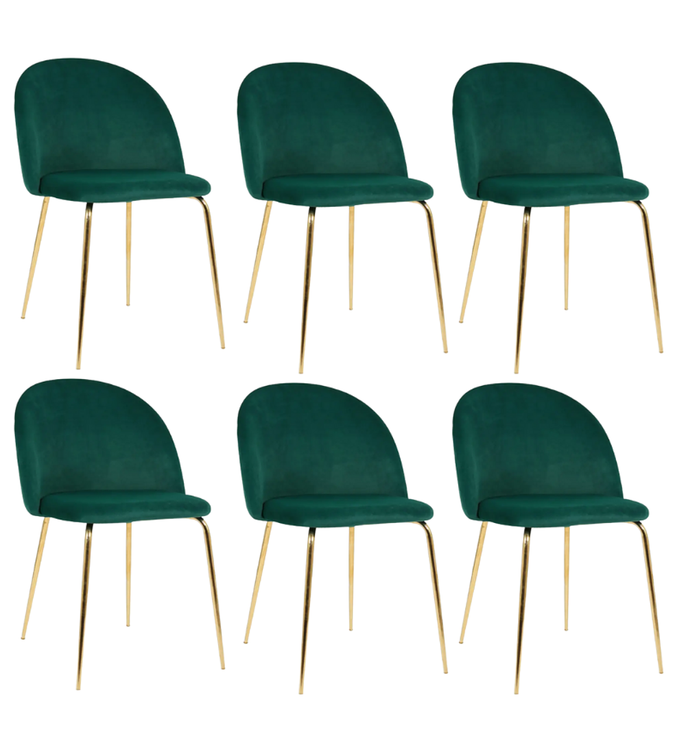 Pack 6 Sillas breda gold velvet