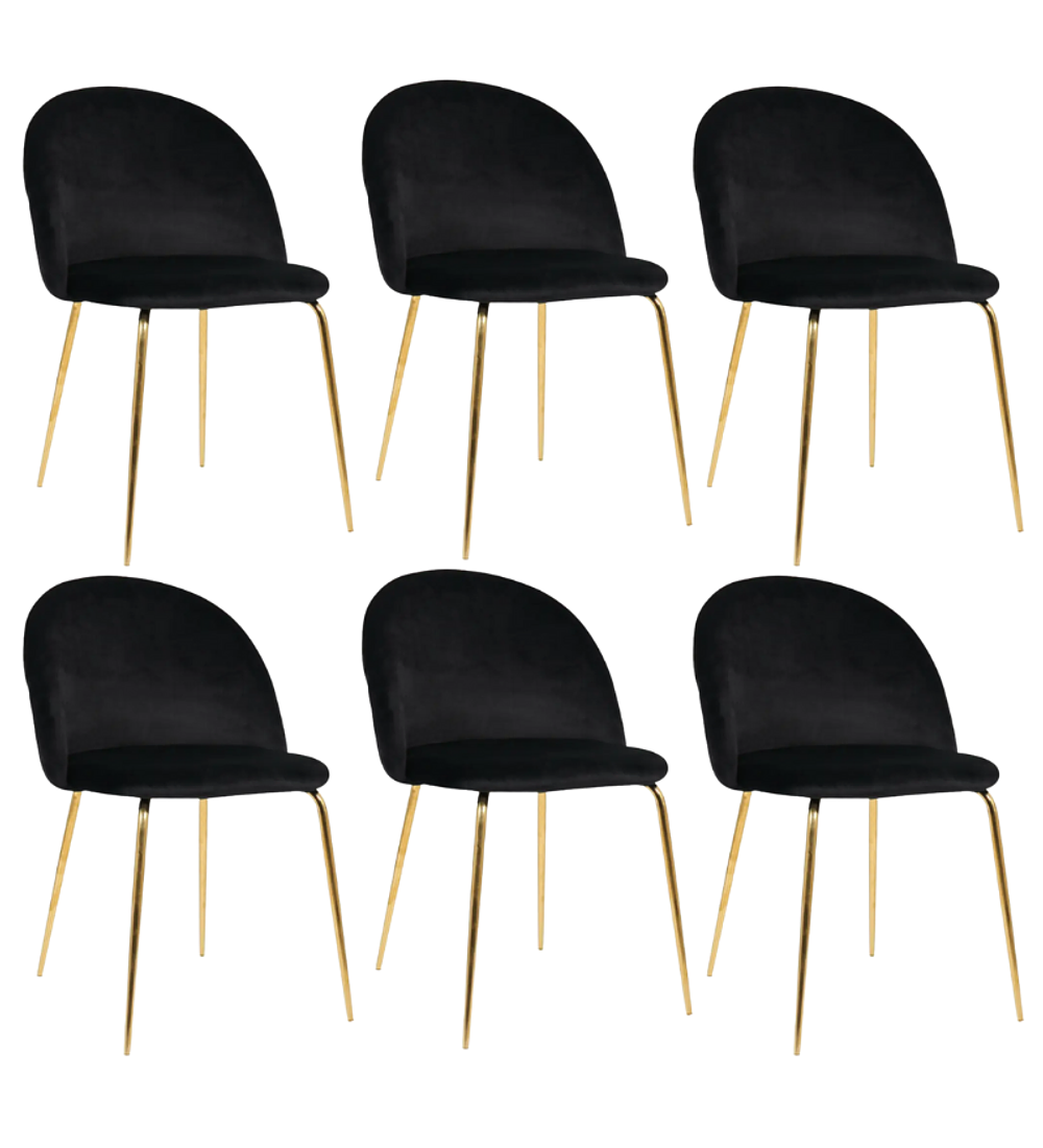 Pack 6 Sillas breda gold velvet