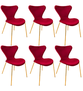 Pack 6 Sillas Heart Velvet