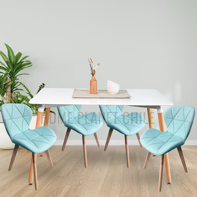 Comedor Colonia rectangular Blanco 120x80 cm con 4 Sillas Mariposas Rubik Wood 5