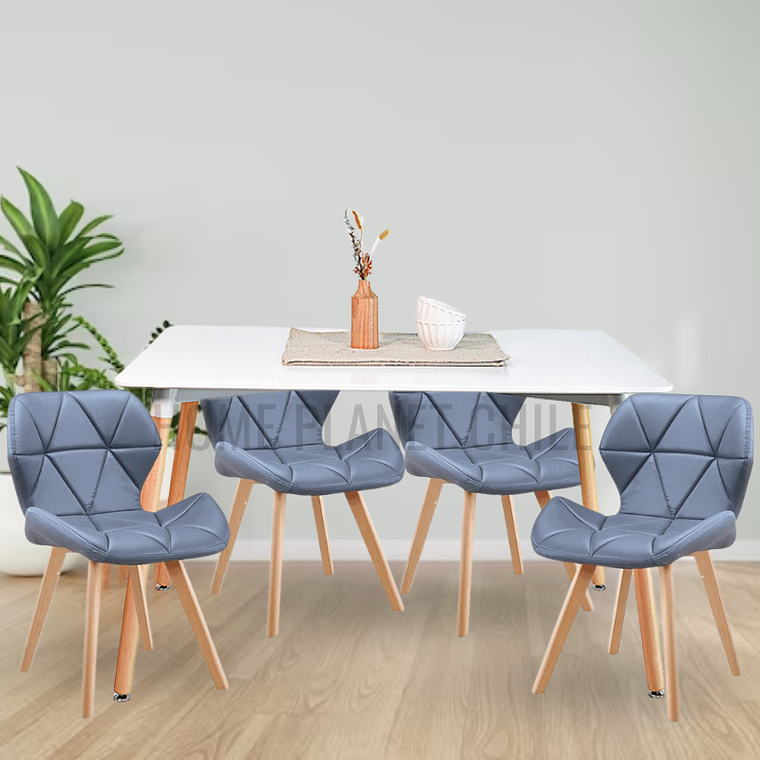 Comedor Colonia rectangular Blanco 120x80 cm con 4 Sillas Mariposas Rubik Wood 3