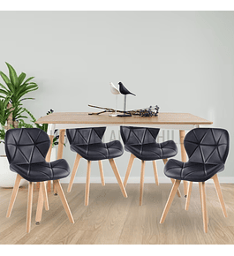 Comedor Colonia rectangular Madera 120x80 cm con 4 Sillas Mariposas Rubik Wood