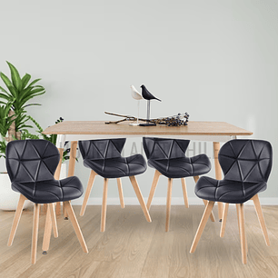 Comedor Colonia rectangular Madera 120x80 cm con 4 Sillas Mariposas Rubik Wood