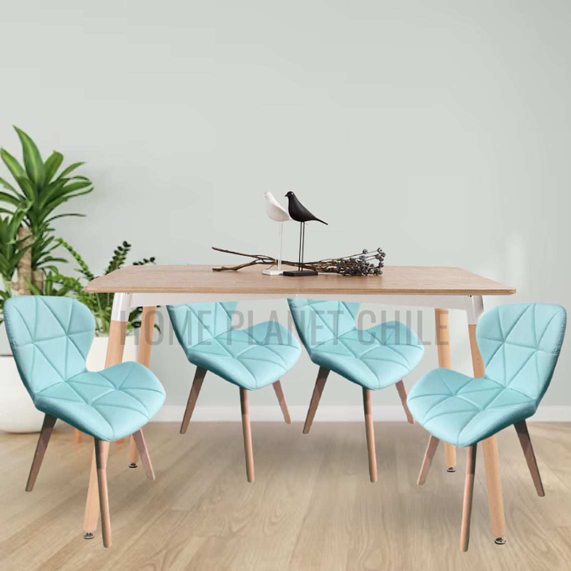 Comedor Colonia rectangular Madera 120x80 cm con 4 Sillas Mariposas Rubik Wood 4