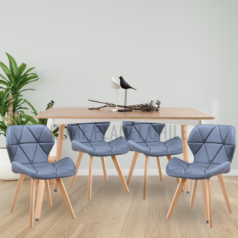 Comedor Colonia rectangular Madera 120x80 cm con 4 Sillas Mariposas Rubik Wood 3