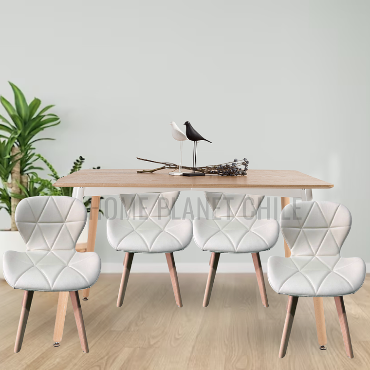 Comedor Colonia rectangular Madera 120x80 cm con 4 Sillas Mariposas Rubik Wood 5