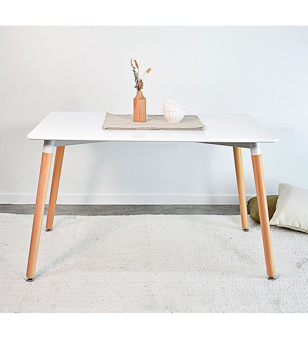 Comedor Colonia rectangular Blanco 130x80 cm con 4 Sillas Mariposas Rubik Wood