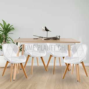 Comedor Colonia rectangular Madera 130x80 cm con 4 Sillas Mariposas Rubik Wood