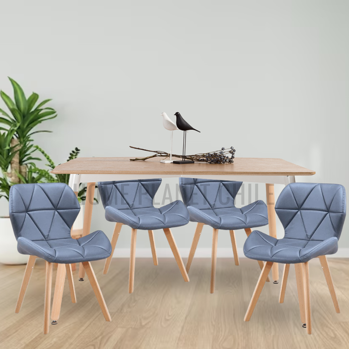 Comedor Colonia rectangular Madera 130x80 cm con 4 Sillas Mariposas Rubik Wood 3