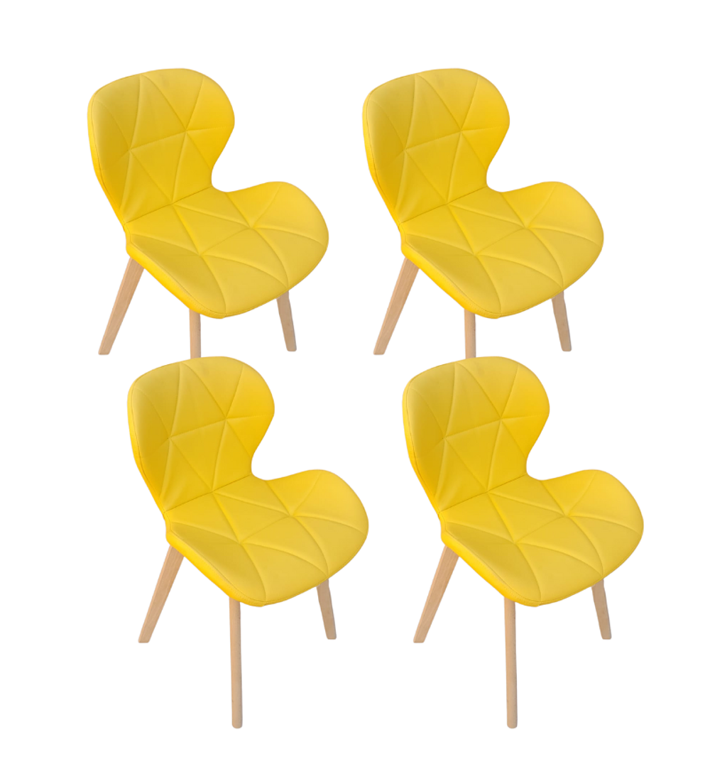 Comedor Lyon rectangular vidrio 130x80cm con 4 Sillas Mariposas Rubik Wood