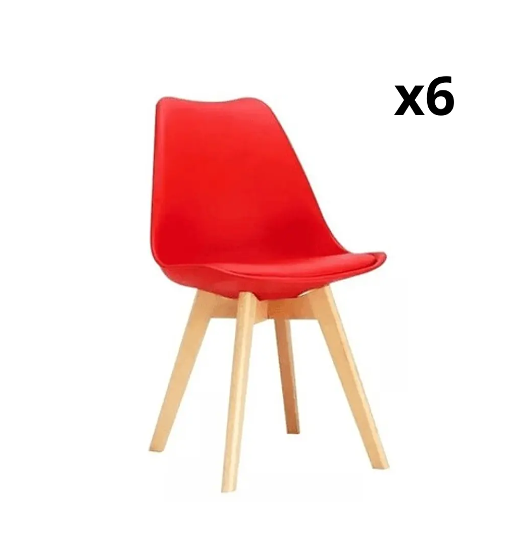 Comedor rectangular color madera 130X80 cm con 6 Sillas Tulip