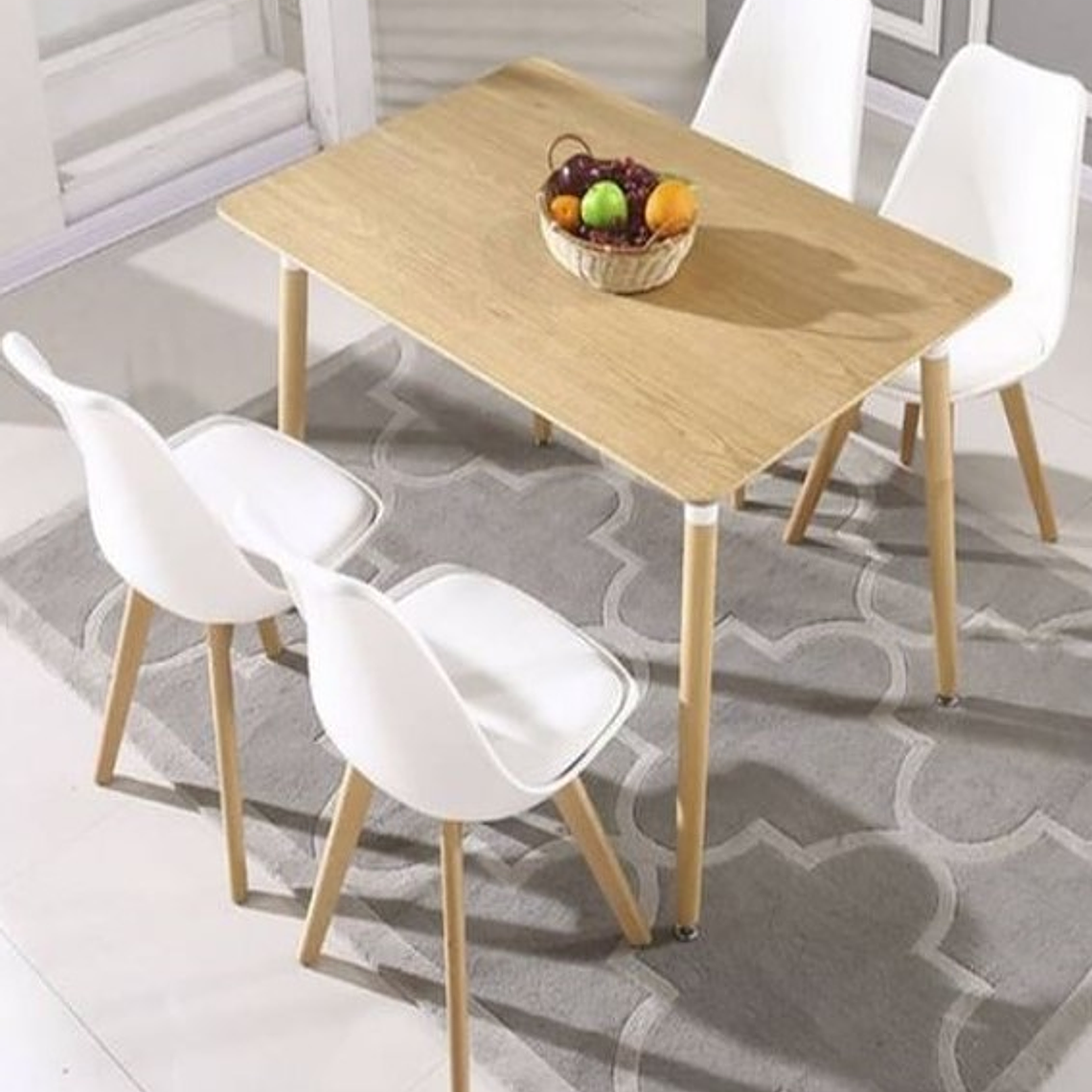Comedor Rectangular color Madera 130x80 cm con 4 Sillas Tulip 5