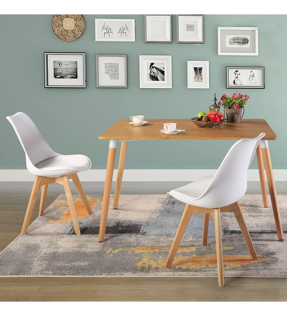 Comedor Rectangular color Madera 130x80 cm con 4 Sillas Tulip