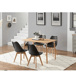 Comedor Rectangular color Madera 130x80 cm con 4 Sillas Tulip