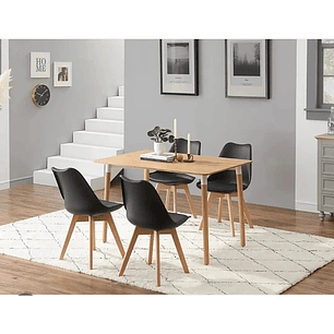 Comedor Rectangular color Madera 130x80 cm con 4 Sillas Tulip