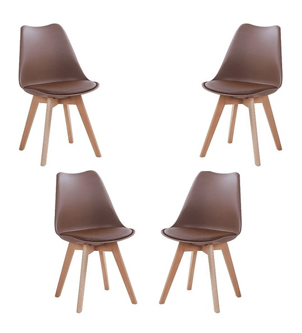 Comedor Rectangular color Madera 130x80 cm con 4 Sillas Tulip