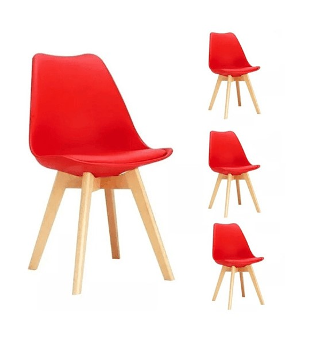 Comedor Rectangular color Madera 130x80 cm con 4 Sillas Tulip