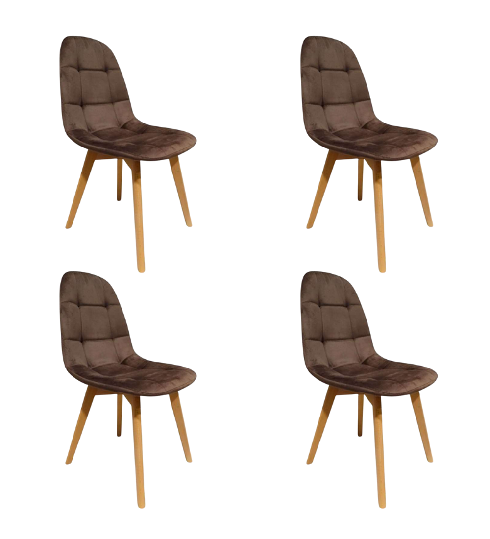 Comedor Kattegat rectangular vidrio 140x80 cm con 4 Sillas Buckle Velvet