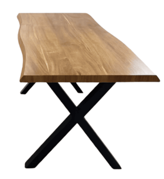 Mesa Rustik X Rectangular 180x90 cm Madera Base Negra - Para 8 personas