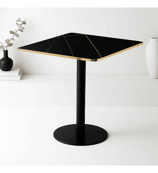 Mesa Cuadrada Deluxe Negra 70x70 cm l Efecto Mármol