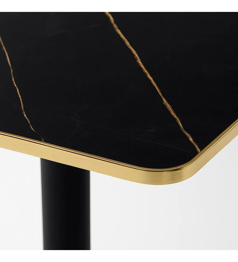 Mesa Cuadrada Deluxe Negra 70x70 cm l Efecto Mármol