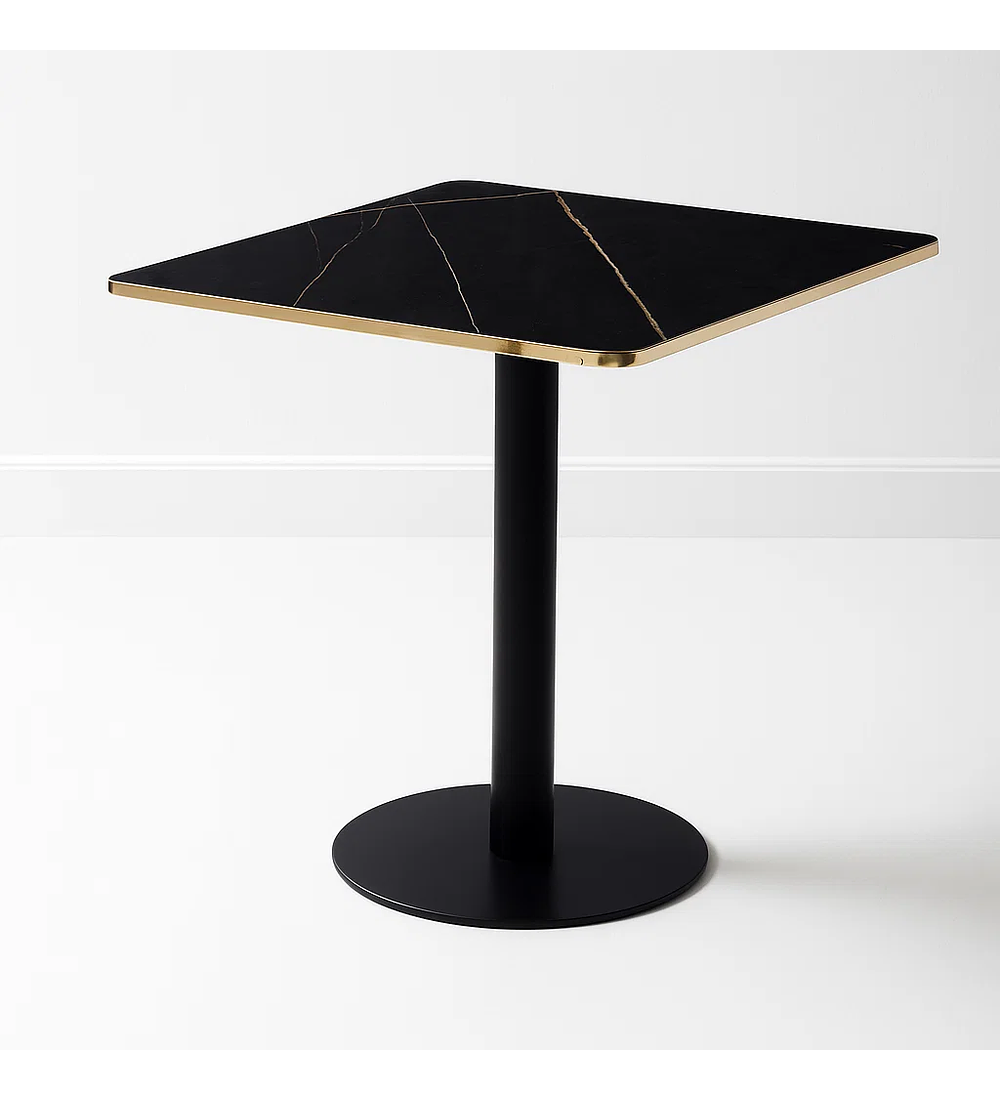 Mesa Cuadrada Deluxe Negra 70x70 cm l Efecto Mármol