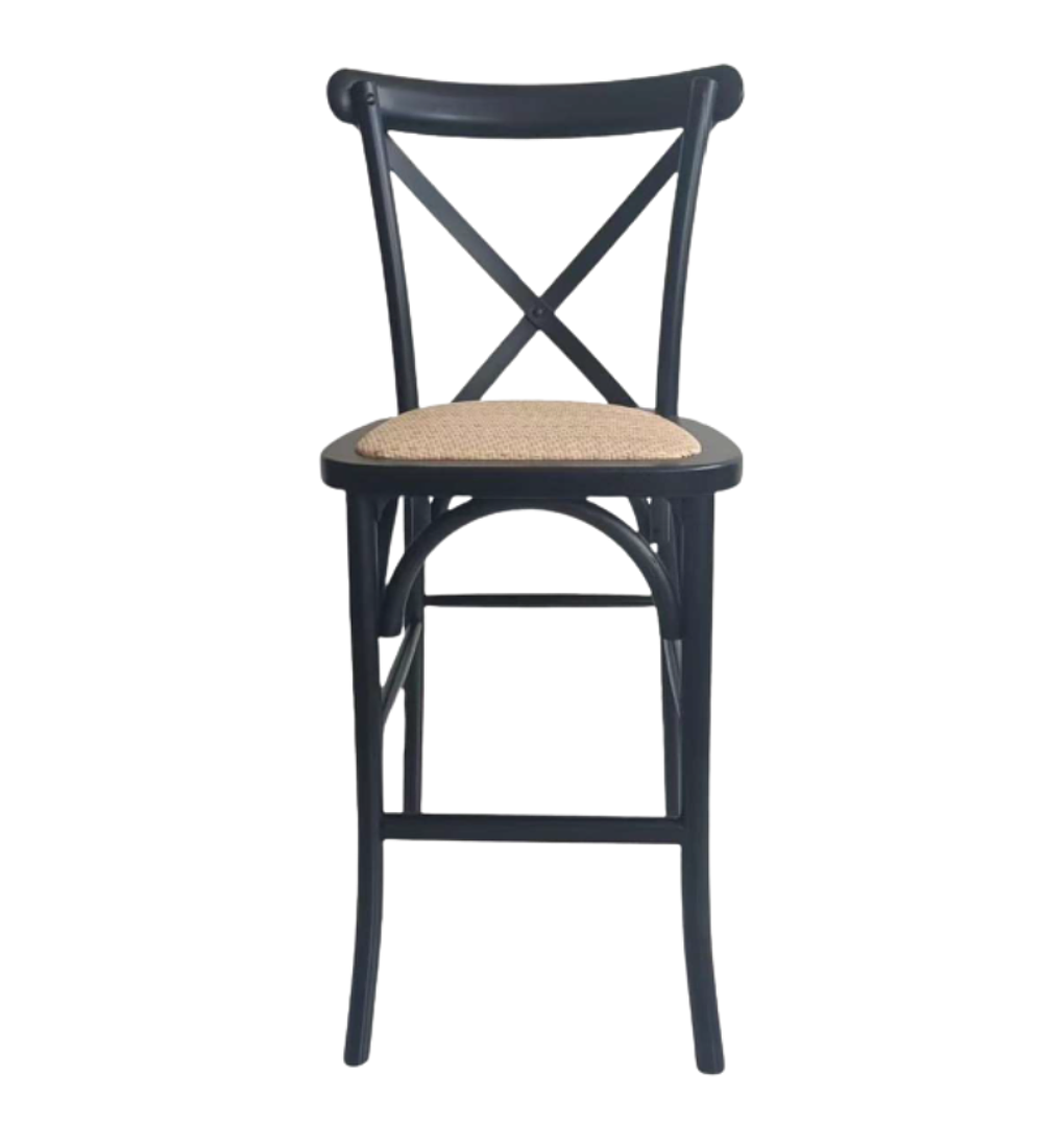 Taburete Piso Bar Crossback Danubio Madera Negro 66 cm