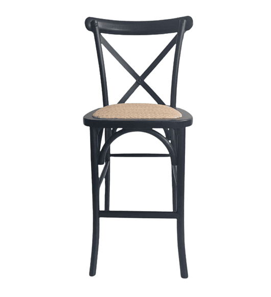 Taburete Piso Bar Crossback Danubio Madera Negro 66 cm