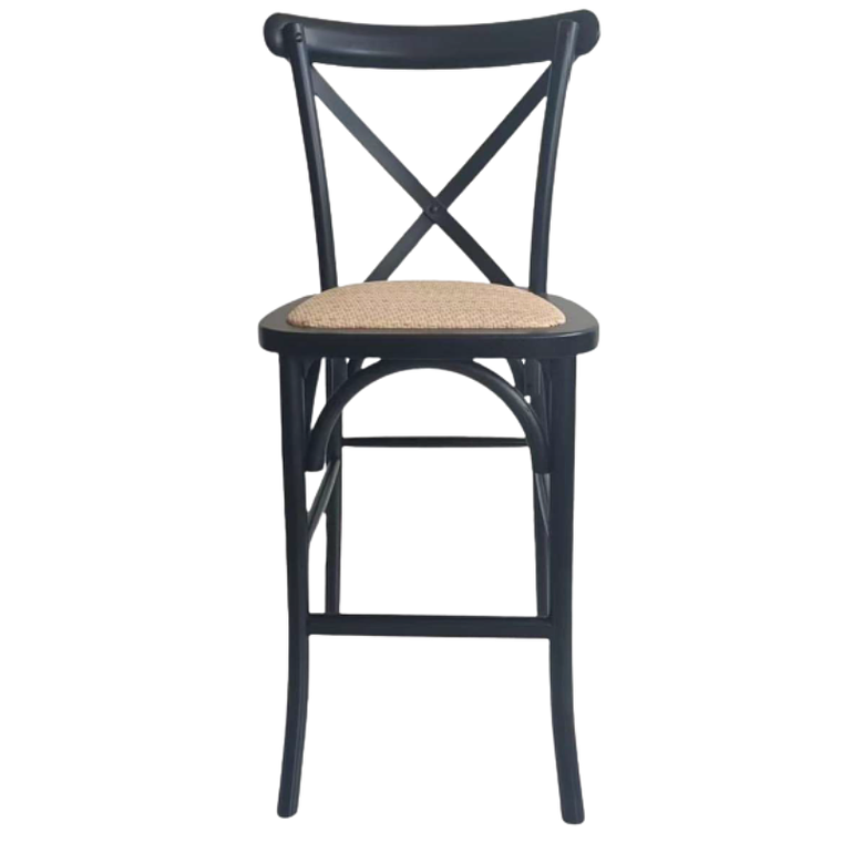 Taburete Piso Bar Crossback Danubio Madera Negro 66 cm 1